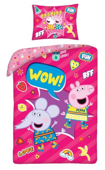 HALANTEX Posteľná bielizeň Peppa Pig wow Bavlna, 140/200, 70/90 cm