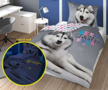 DETEXPOL Povlečení Husky svítící Bavlna,…