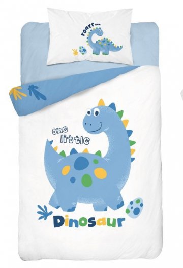 DETEXPOL Bambusové prestieradlo do postieľky Dino blue Bavlna, bambus, 100/135, 40/60 cm